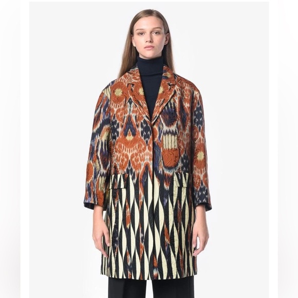 Dries Van Noten Jackets & Blazers - Dries Van Noten Rodel Jaquard Coat in Desb Sz Small Minimalist Open Front